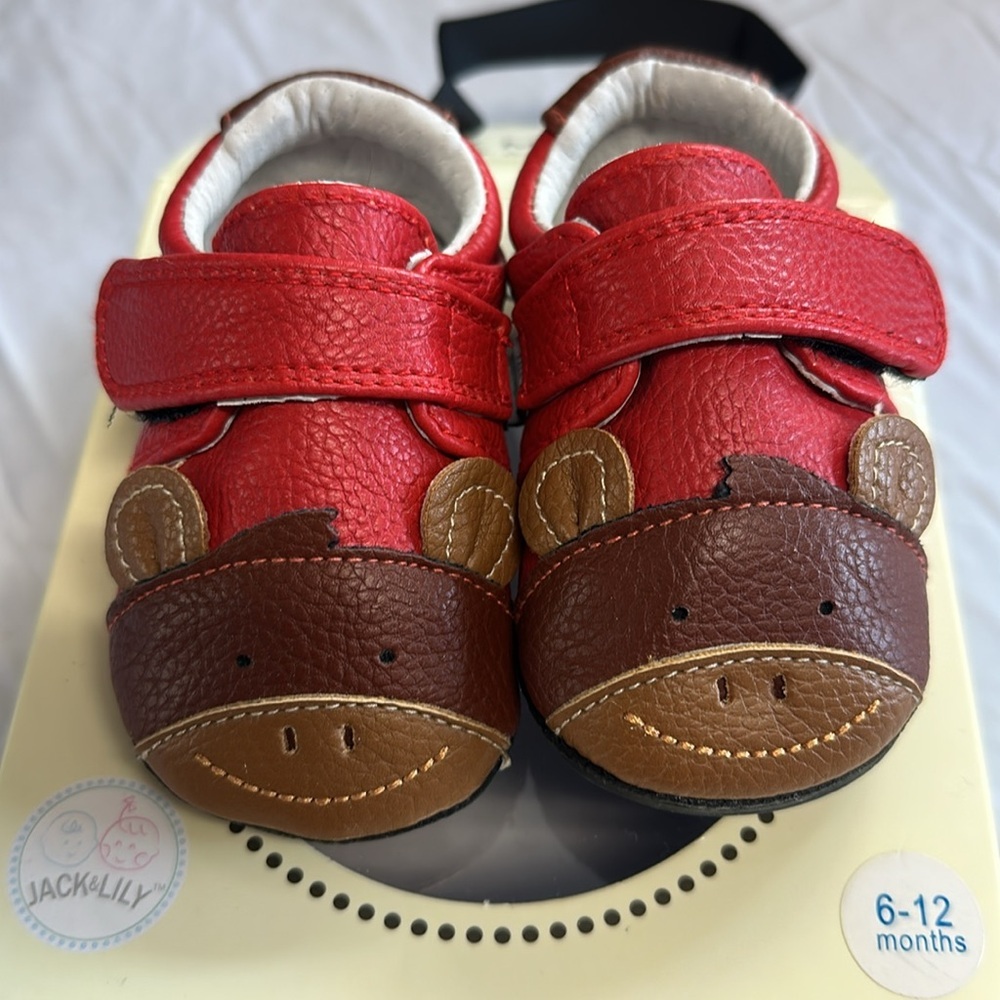 ⭐️ Jack & Lily - NWT - Red baby sneakers/shoes with Soft Leather Design